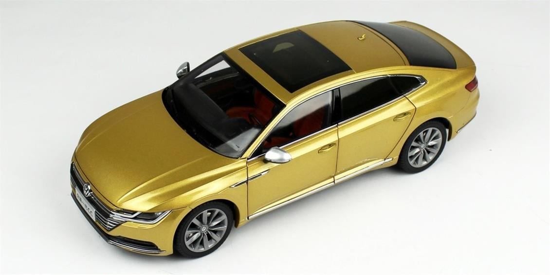 Paudi Model 2570GL 1/18 Ölçek, 2018 Volkwagen CC Arteon, Altın, Sergilemeye Hazır Metal Araba Modeli