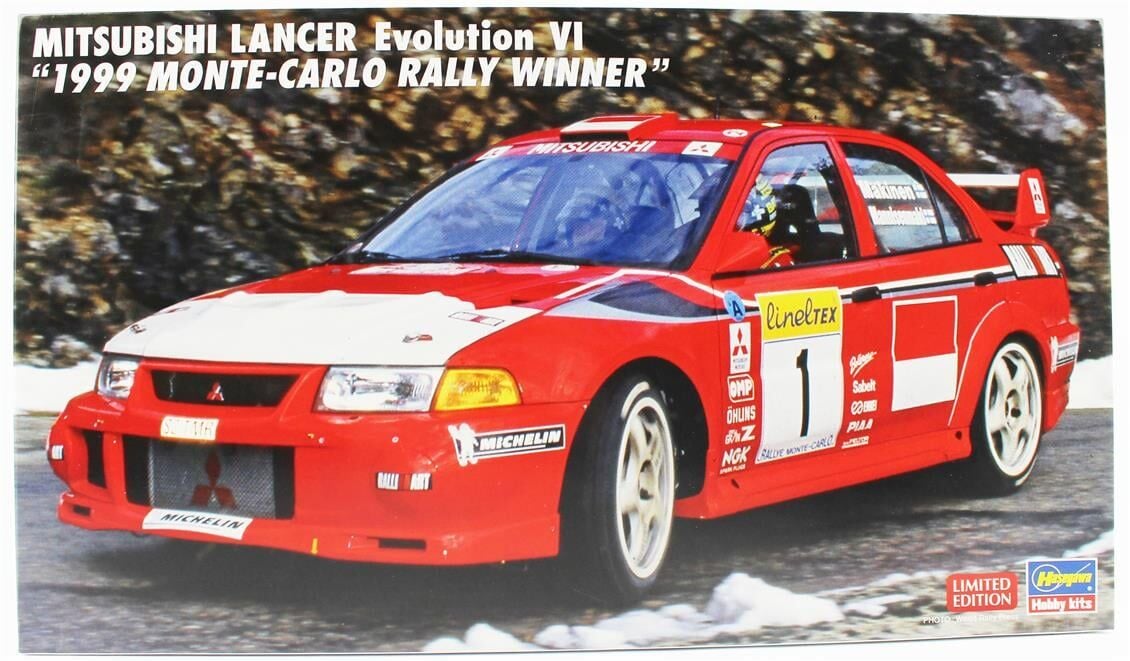 Hasegawa 20666 1/24 Ölçek, Mitsubishi Lancer Evolution VI (1999 Monte-Carlo Rally winner) (Limited Edition) Yarış Aracı Plastik