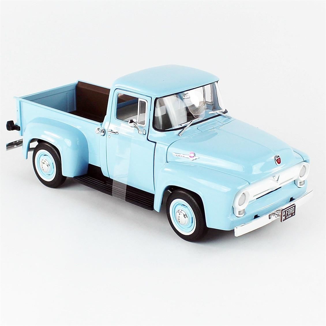 Autoworld AW290 1/18 Ölçek, 1956 Ford F100 Pickup, Diamond Blue, Sergilemeye Hazır Metal Kamyonet Maketi