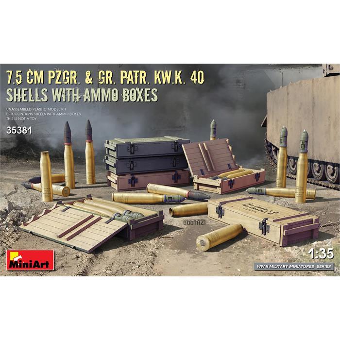 MiniArt MiniArt 7.5 cm Pzgr. & Gr. Patr. Kw.K. 40 Mermiler ve Cephane Kutuları