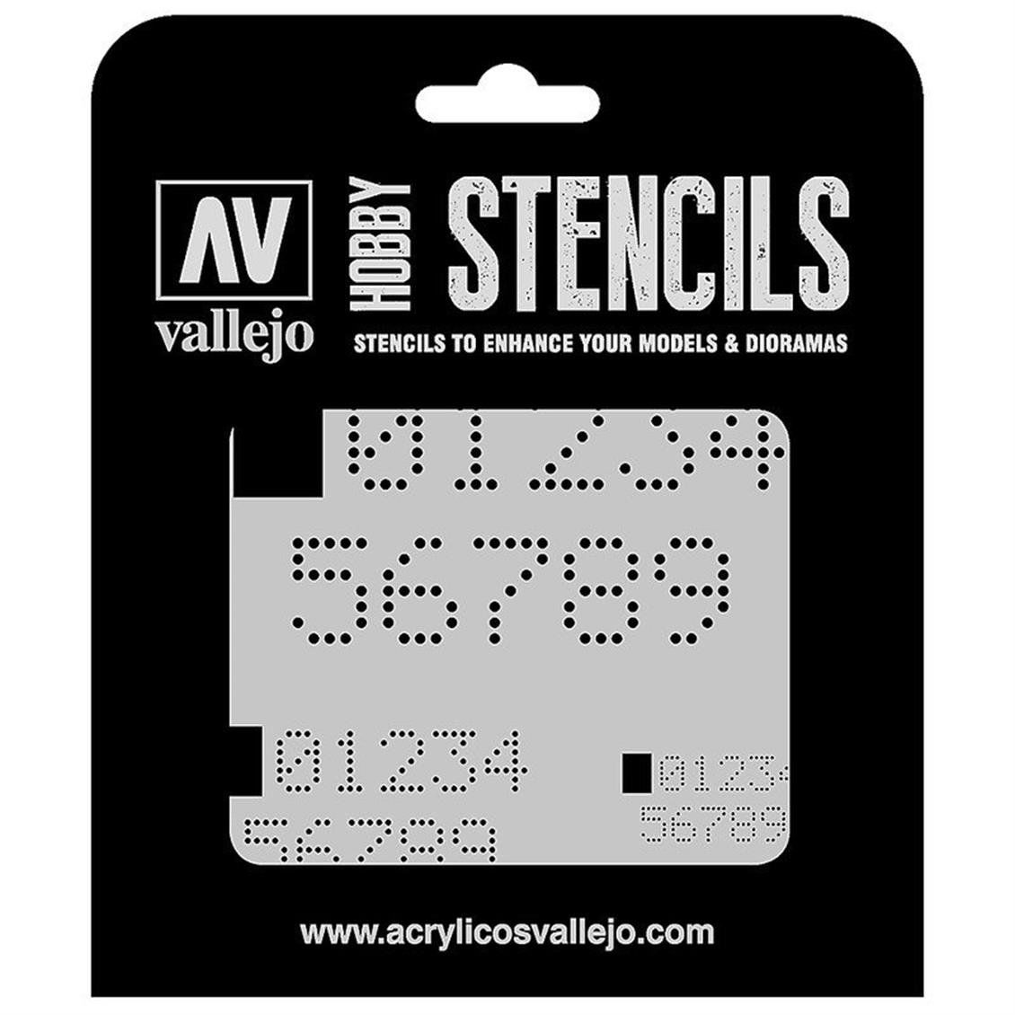 Vallejo ST-SF004 1/72-1/48-1/32-1/35 Ölçek, Dijital Numara Şemaları Esnek Boya Şablonu