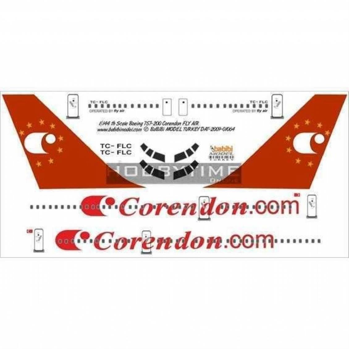 Babibi DAT01064 1/144 Ölçek, Corendon, Boeing 757-200, Dekal Çıkartma