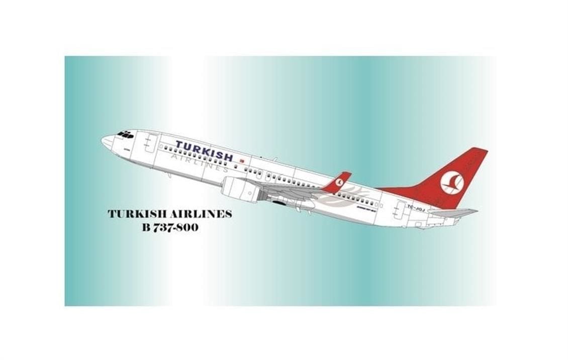 Babibi DAT01001 1/144 Ölçek, Thy, Boeing 737-800, Dekal Çıkartma