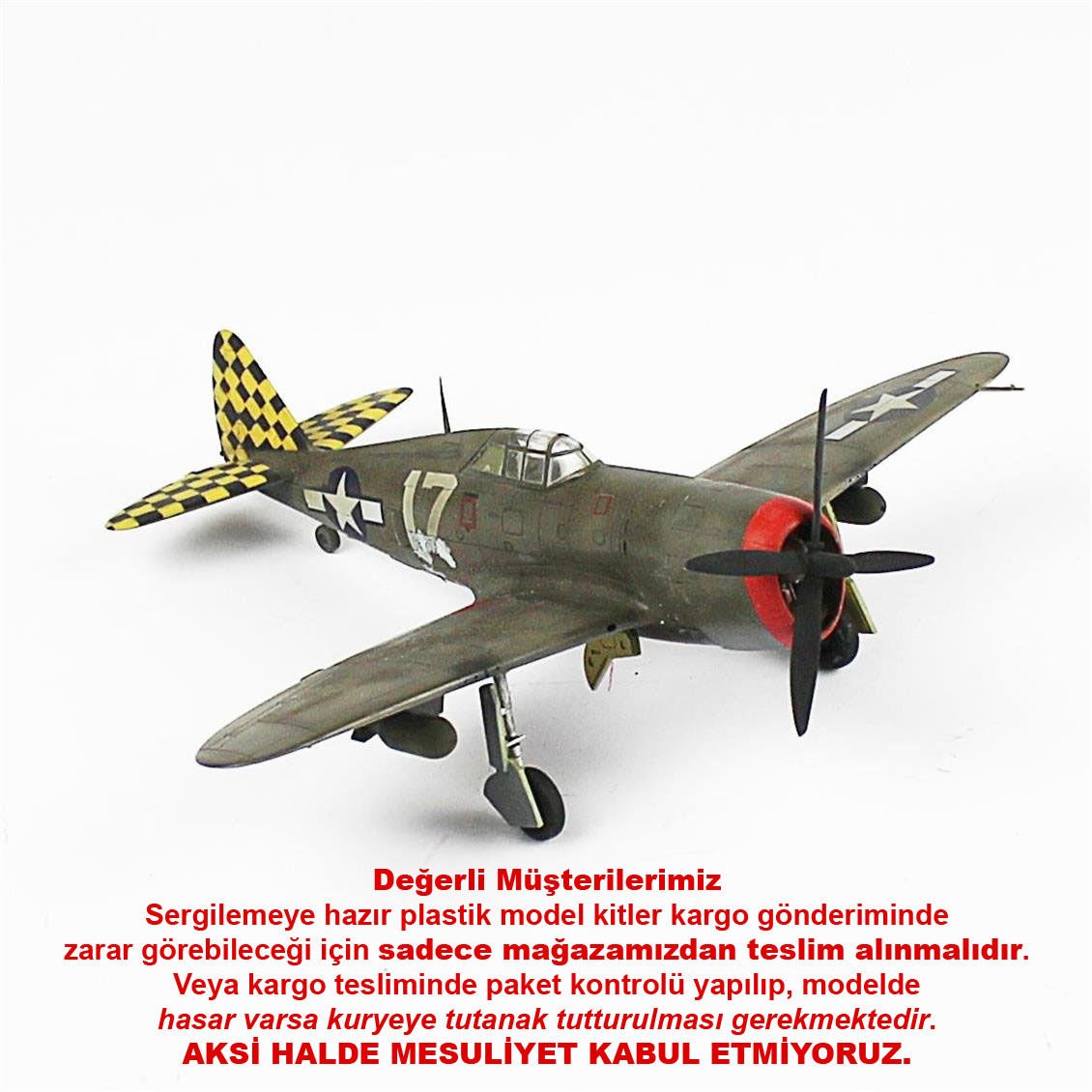 QD042 1/72 Ölçek, P-47D Razorback Sergilemeye Hazır Plastik Uçak Maketi