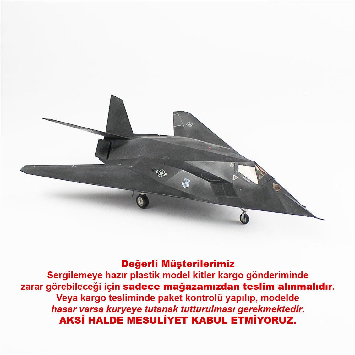 QD045 1/48 Ölçek, F-117A NightHawk Sergilemeye Hazır Plastik Uçak Maketi