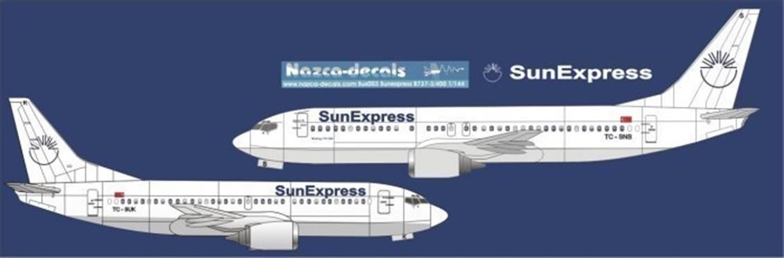 Nazca Decals Sux003 1/144 Ölçek, Sunexpress B737-300/400