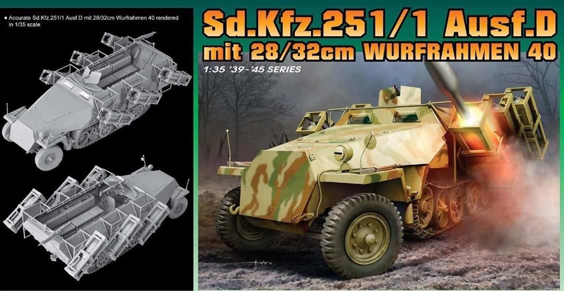 Dragon 6861 1/35 Ölçek, Sd.Kfz.251/1 Ausf.D (with 28/32cm Wurfrahmen 40) Roket Atıcı Plastik Model Kiti