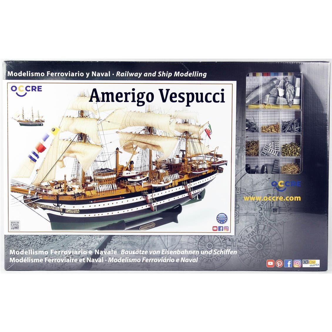 Occre 15006 1/100 Ölçek, Amerigo Vespucci, 98 cm. Yelkenli İtalyan Askeri Eğitim Gemisi, Ahşap Model Kiti