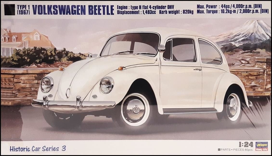 Hasegawa HC03 21203 1/24 Ölçek, Volkswagen Beetle 1967, Otomobil, Plastik Model kiti