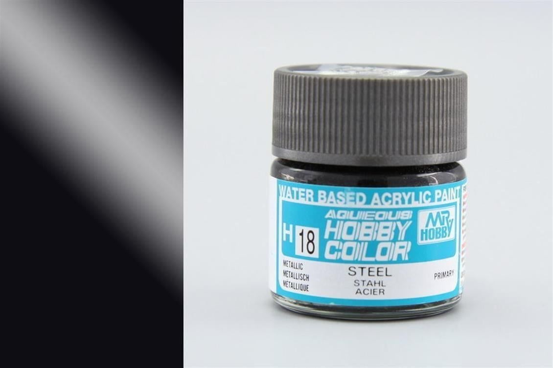 Mr.Hobby H-018 10 ml. Steel, Aqueous Serisi Model Boyası