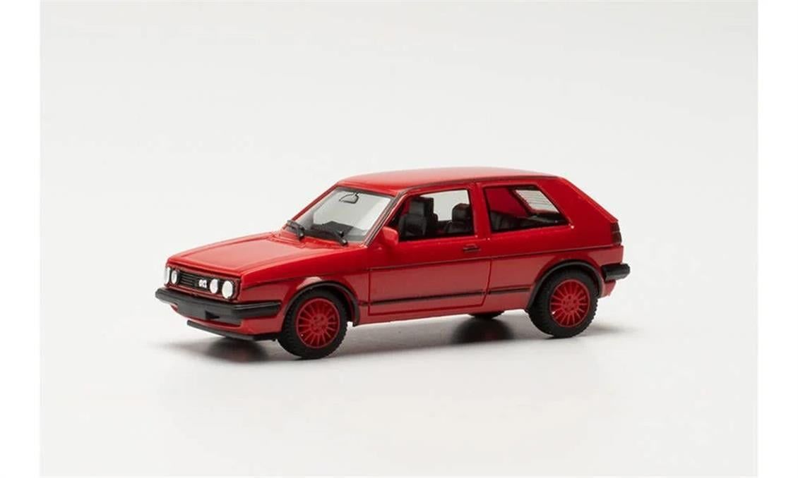 Herpa 420846-002 1/87 Ölçek, VW Golf II GTI, Kırmızı, Sergilemeye Hazır Model Araç