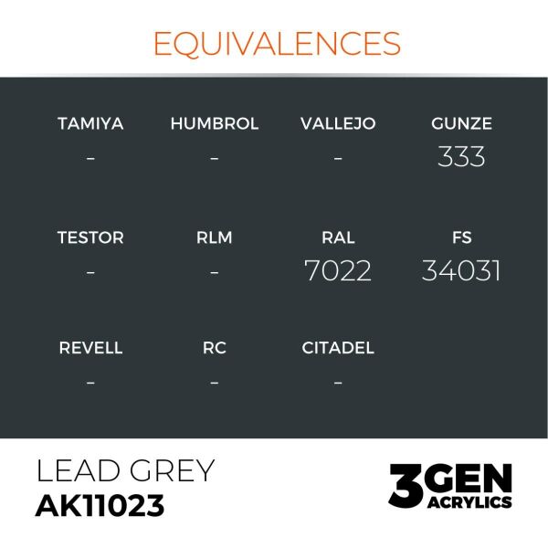 AK 11023 17 ml. Lead Grey, 3GEN Akrilik Model Boyası
