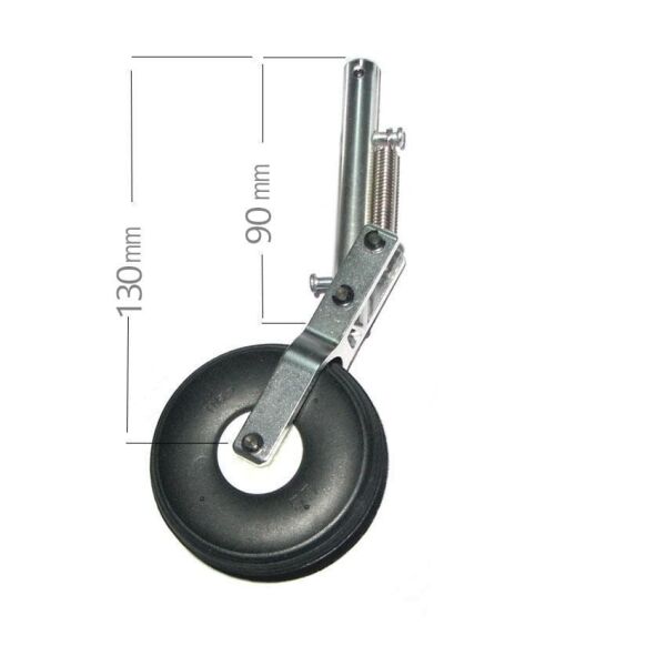 Yaylı İniş Takımı H:150mm  Teker Çapı:55mm, Bağlantı Mil Yuvası: 5mm