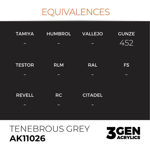 AK 11026 17 ml. Tenebrous Grey, 3GEN Akrilik Model Boyası