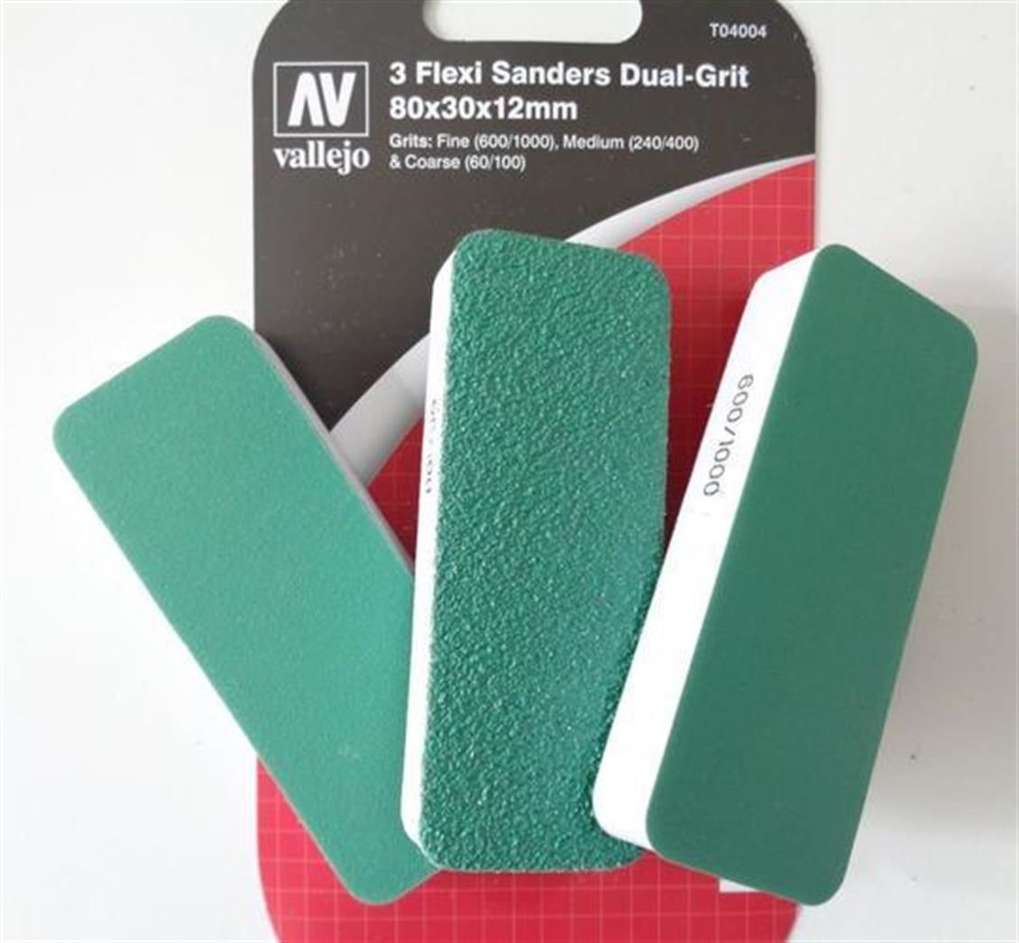 Vallejo T04004 Esnek 60,240,600 No Kalın ve Geniş Zımpara Çubuğu (80x30x12mm), 3 Adet