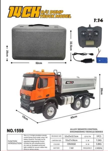 Huina 1598 1/14 RC Metal Dump Truck