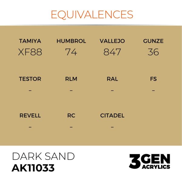 AK 11033 17 ml. Dark Sand, 3GEN Akrilik Model Boyası