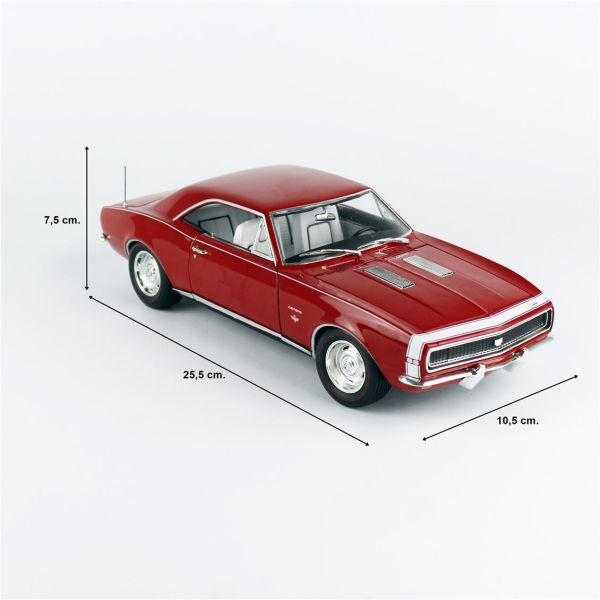 AutoWorld AMM1288 1/18 Ölçek, 1967 Chevrolet Camaro SS/RS (Hemmings), Bolero Red, Sergilemeye Hazır Metal Araba Modeli