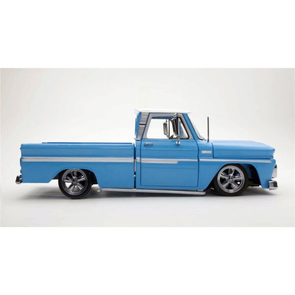 Sunstar 1366 1/18 Ölçek, 1965 Chevrolet C-10 Styleside Alçaltılmış Kamyonet, Mavi, Sergilemeye Hazır Metal Kamyonet Modeli