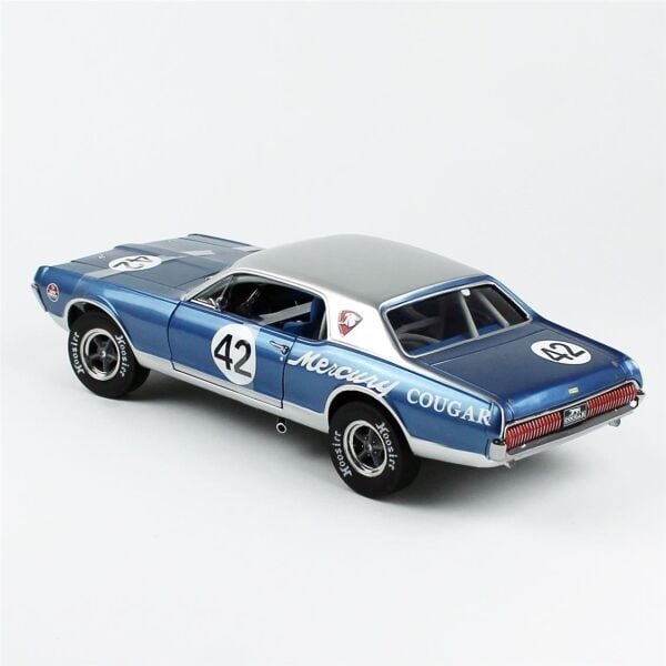 Sunstar 1584R 1/18 Ölçek, 1967 Mercury Cougar Racing-42, Mavi, Sergilemeye Hazır Metal Araba Modeli