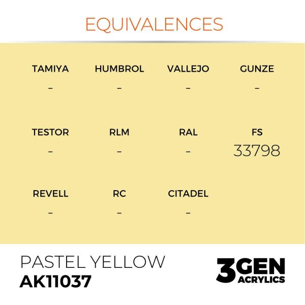 AK 11037 17 ml. Pastel Yellow, 3GEN Akrilik Model Boyası