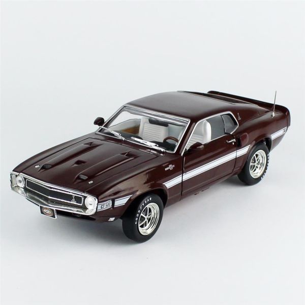 AutoWorld AMM1290 1/18 Ölçek, 1969 Shelby GT500 Mustang 2+2, (MCACN), Royal Bordo, Sergilemeye Hazır Metal Araba Modeli