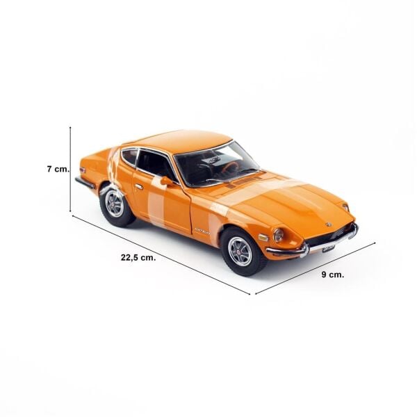 Sunstar 3511 1/18 Ölçek, 1972 Datsun 240Z, Turuncu, Sergilemeye Hazır Metal Araba Modeli