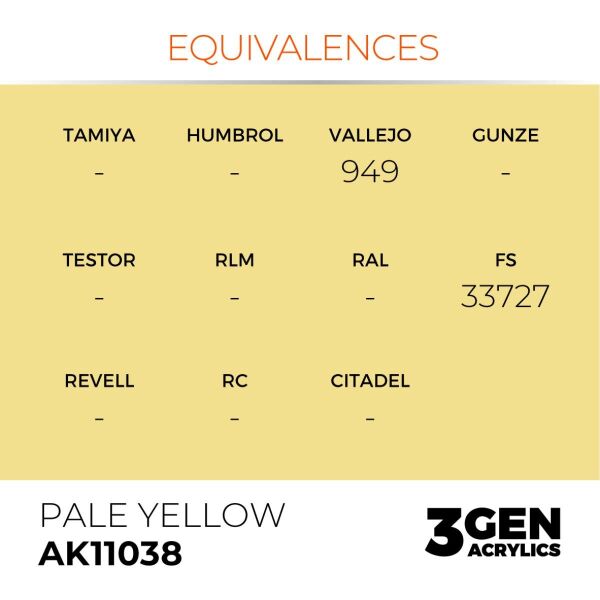 AK 11038 17 ml. Pale Yellow, 3GEN Akrilik Model Boyası