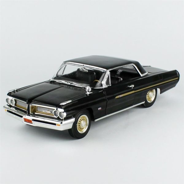 AutoWorld AMM1291 1/18 Ölçek, 1962 Pontiac Grand Prix Hardtop (Fireball Roberts Edition), Starlight Black, Sergilemeye Hazır Me