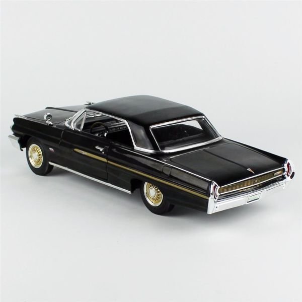 AutoWorld AMM1291 1/18 Ölçek, 1962 Pontiac Grand Prix Hardtop (Fireball Roberts Edition), Starlight Black, Sergilemeye Hazır Me