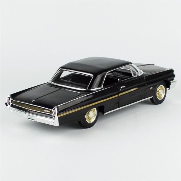 AutoWorld AMM1291 1/18 Ölçek, 1962 Pontiac Grand Prix Hardtop (Fireball Roberts Edition), Starlight Black, Sergilemeye Hazır Me