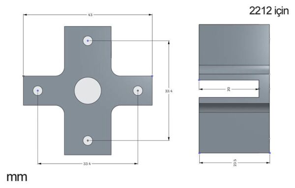 2212 Artı Tipi Motor Bağlantı Aparatı (9.2 gr)