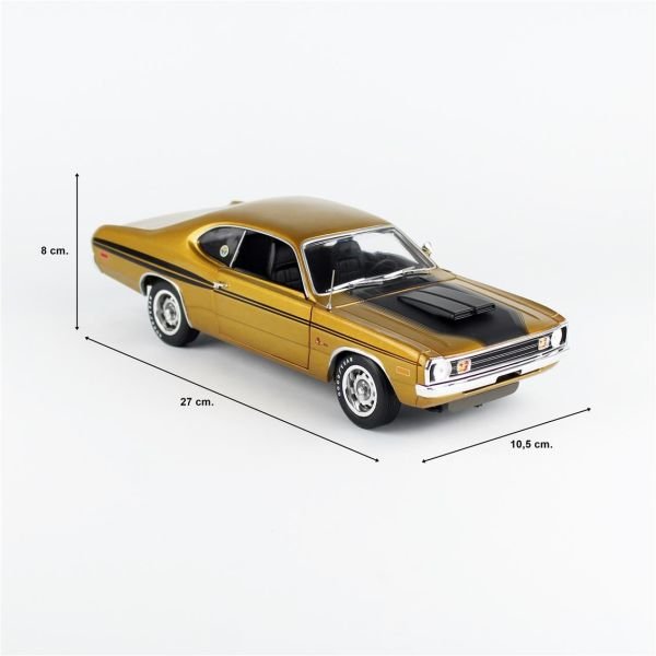 AutoWorld AMM1294 1/18 Ölçek, 1972 Dodge Demon GSS (Mr. Norms), GY8 Gold Metallic, Sergilemeye Hazır Metal Araba Modeli