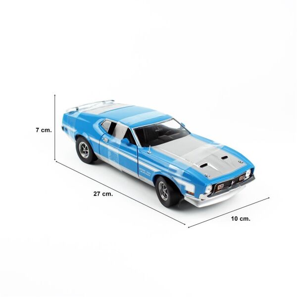 Sunstar 3628 1/18 Ölçek, 1971 Ford Mustang BOSS 351, Mavi, Sergilemeye Hazır Metal Araba Modeli