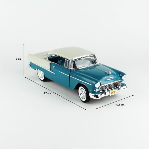 AutoWorld AMM1295 1/18 Ölçek, 1955 Chevrolet Bel Air Hardtop Hemmings, Sergilemeye Hazır Metal Araba Modeli