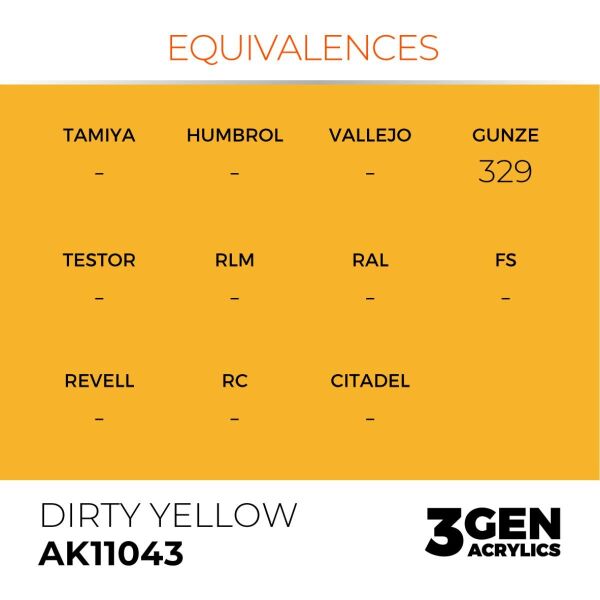 AK 11043 17 ml. Dirty Yellow, 3GEN Akrilik Model Boyası