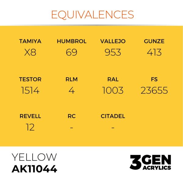 AK 11044 17 ml. Yellow, 3GEN Akrilik Model Boyası