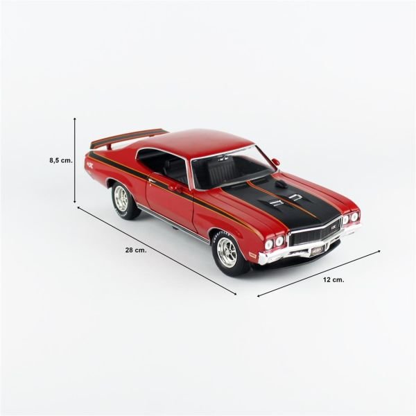AutoWorld AMM1301 1/18 Ölçek, 1972 Buick GSX (Class of 1972 & MCACN), Fire Red, Sergilemeye Hazır Metal Araba Modeli