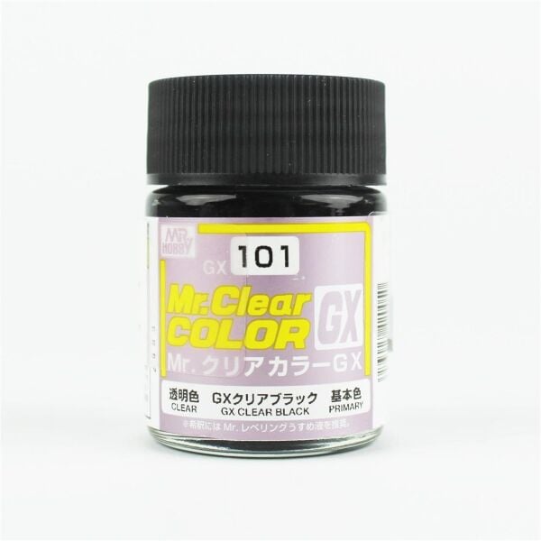Mr.Hobby GX-101 18 ml. Clear Black, Mr.Clear Color Serisi Model Boyası