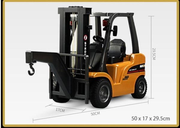Huina 1577 1/10 Ölçek, Forklift, Metal Çatallı ve Aparatlı, 8 Kanal Uzaktan Kumandalı İş Makinası