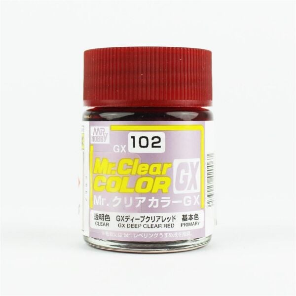 Mr.Hobby GX-102 18 ml. Deep Clear Red, Mr.Clear Color Serisi Model Boyası