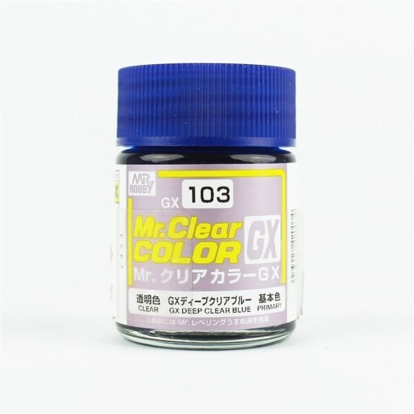 Mr.Hobby GX-103 18 ml. Deep Clear Blue, Mr.Clear Color Serisi Model Boyası