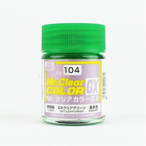 Mr.Hobby GX-104 18 ml. Clear Green, Mr.Clear Color Serisi Model Boyası