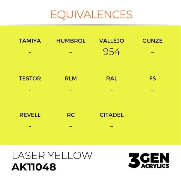 AK 11048 17 ml. Laser Yellow, 3GEN Akrilik Model Boyası