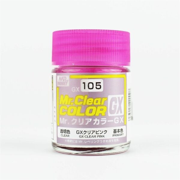 Mr.Hobby GX-105 18 ml. Clear Pink, Mr.Clear Color Serisi Model Boyası