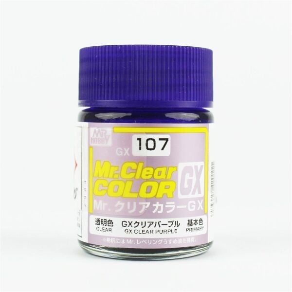 Mr.Hobby GX-107 18 ml. Clear Purple, Mr.Clear Color Serisi Model Boyası