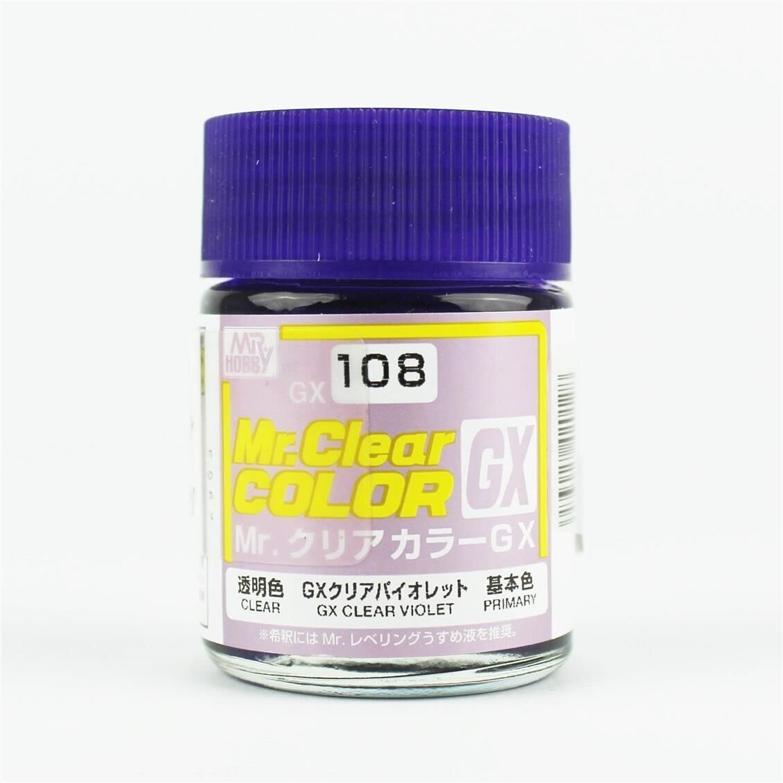 Mr.Hobby GX-108 18 ml. Clear Violet, Mr.Clear Color Serisi Model Boyası
