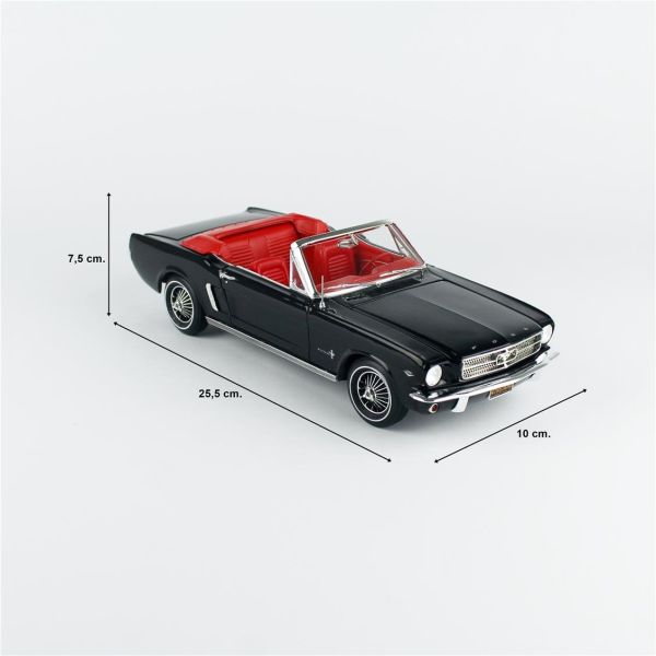 AutoWorld AMM1312 1/18 Ölçek, 1964.5 Ford Mustang Convertible, Raven Black, Sergilemeye Hazır Metal Araba Modeli