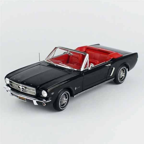 AutoWorld AMM1312 1/18 Ölçek, 1964.5 Ford Mustang Convertible, Raven Black, Sergilemeye Hazır Metal Araba Modeli