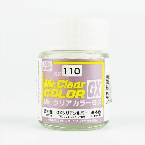 Mr.Hobby GX-110 18 ml. Clear Silver, Mr.Clear Color Serisi Model Boyası